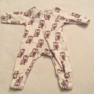 Oliver & Rain NB sleeper cream color w owls